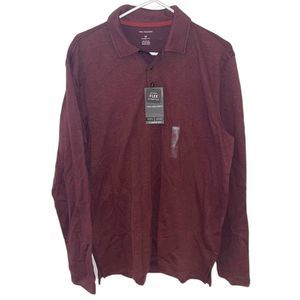 VAN HEUSEN •  Bordeaux Long Sleeve Polo •  Size M